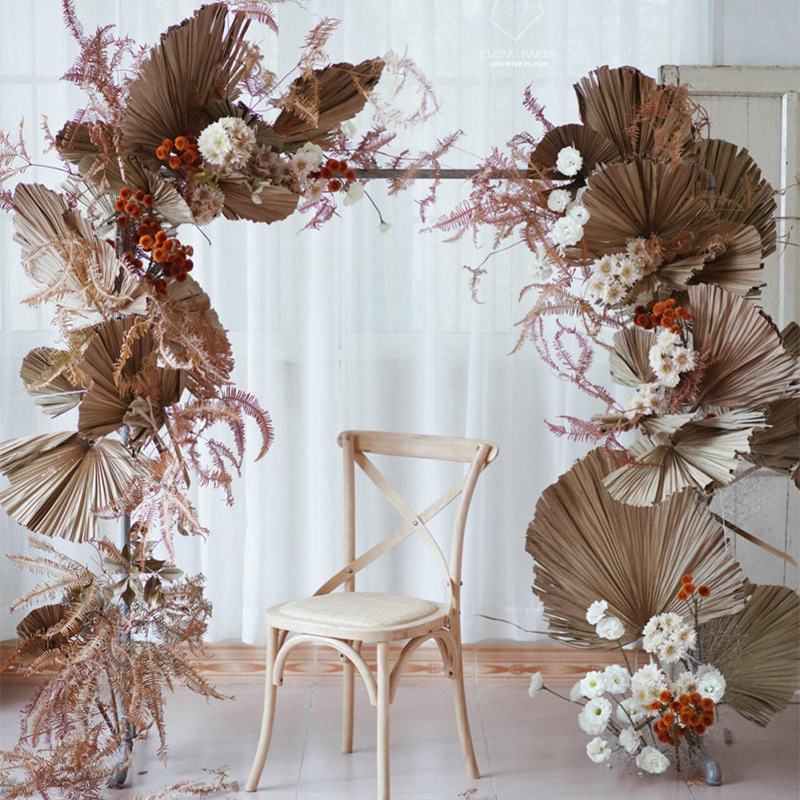 Palm Fan Leaf Dried Flower Palm Leaf Window Reception Party Art Wall Hanging Decoration Wedding Arch Arrangement — view 6