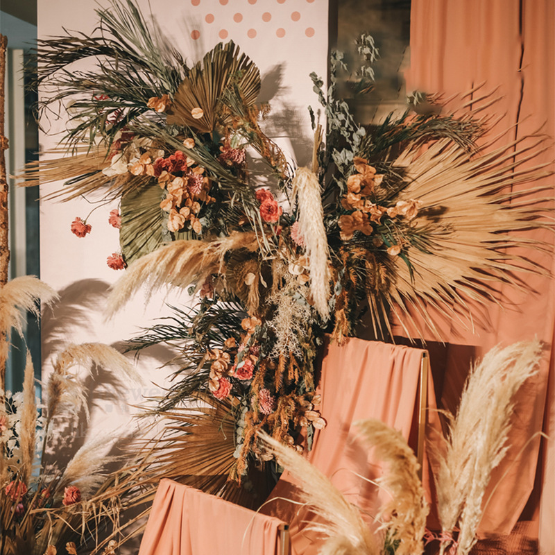 Palm Fan Leaf Dried Flower Palm Leaf Window Reception Party Art Wall Hanging Decoration Wedding Arch Arrangement — view 2