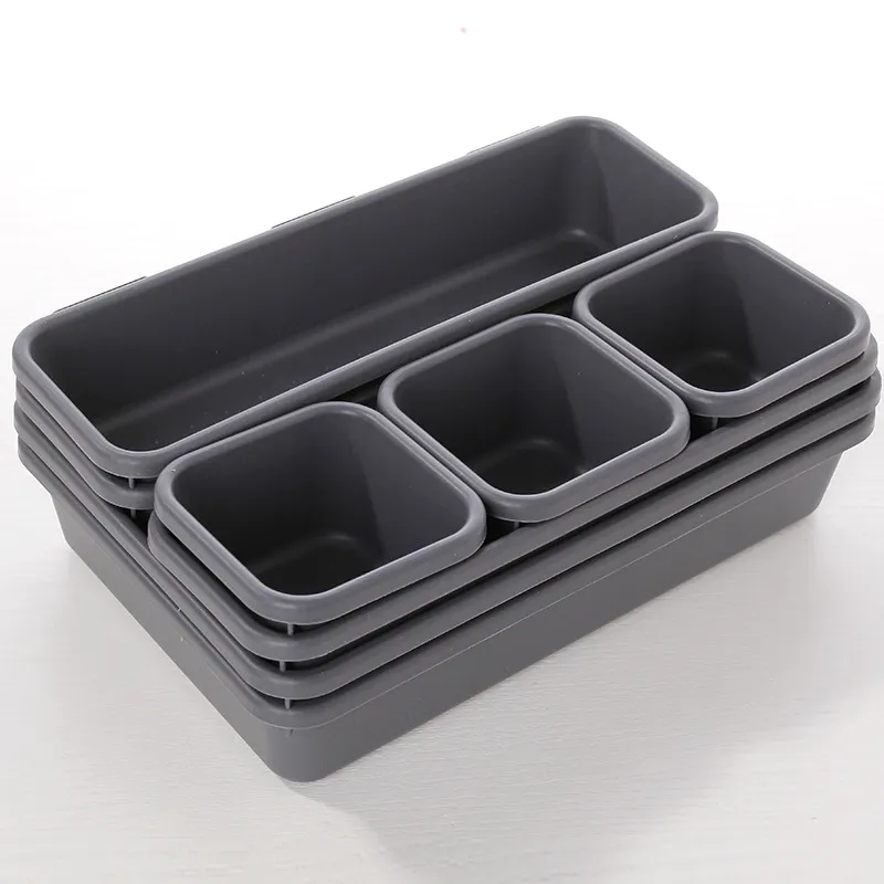 Plastic separate free combination small articles storage box - Black