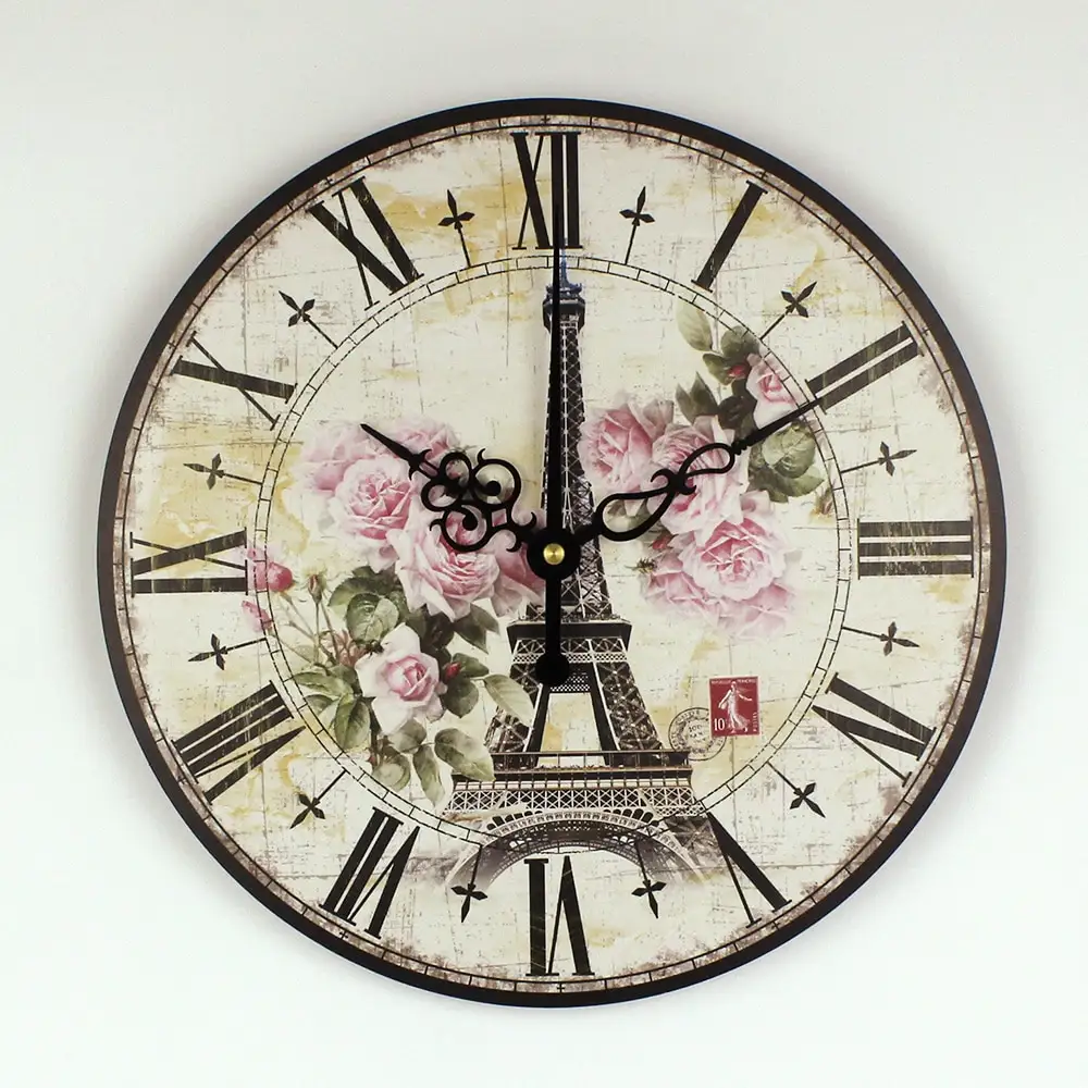 absolutely silent quartz vintage rose wall clock