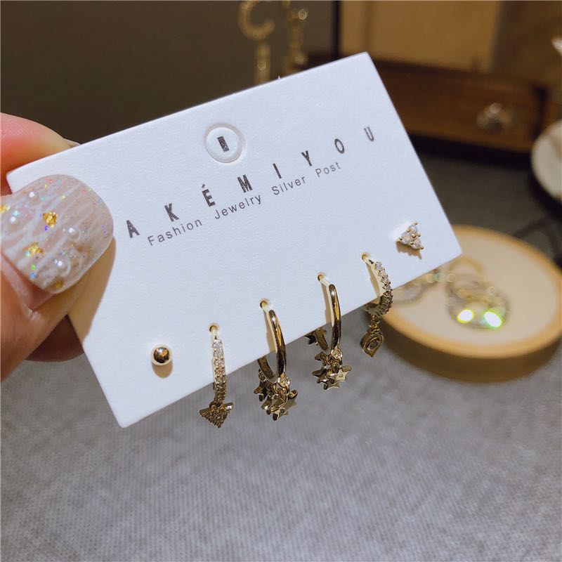 6-piece hoop star earrings