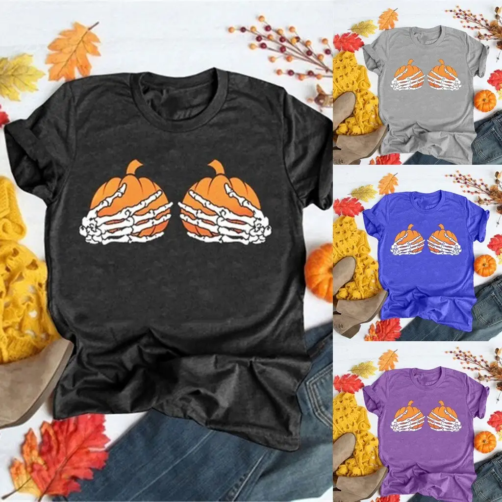 Hand bone pumpkin personalized printed T-shirt