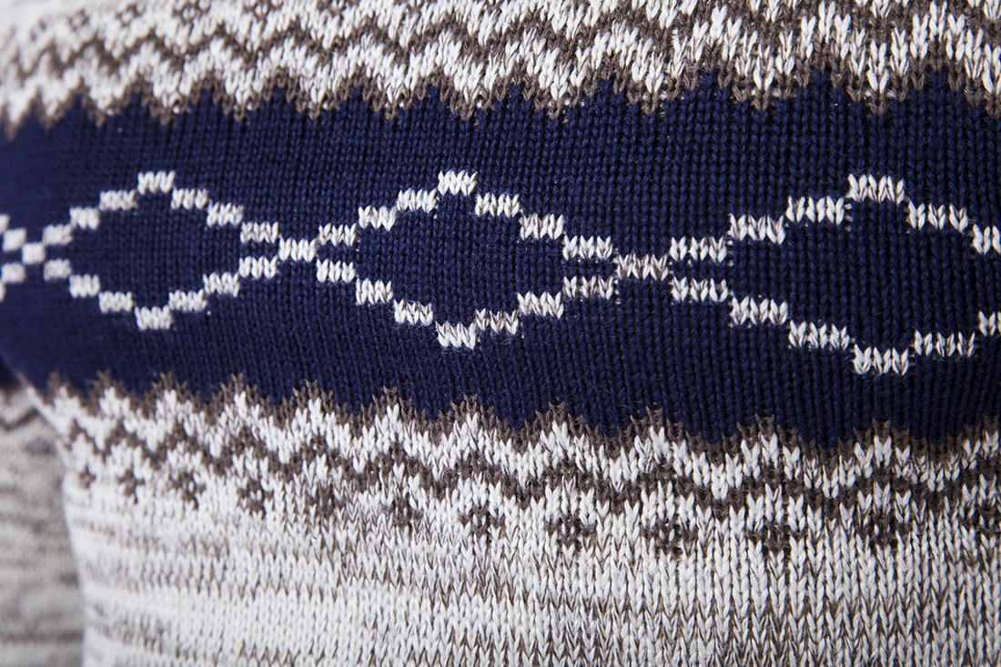 Color block sweater ethnic style warmth pullover