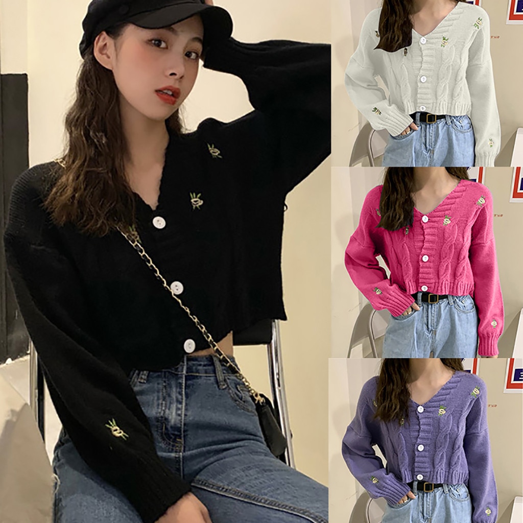 Embroidered flower sweater