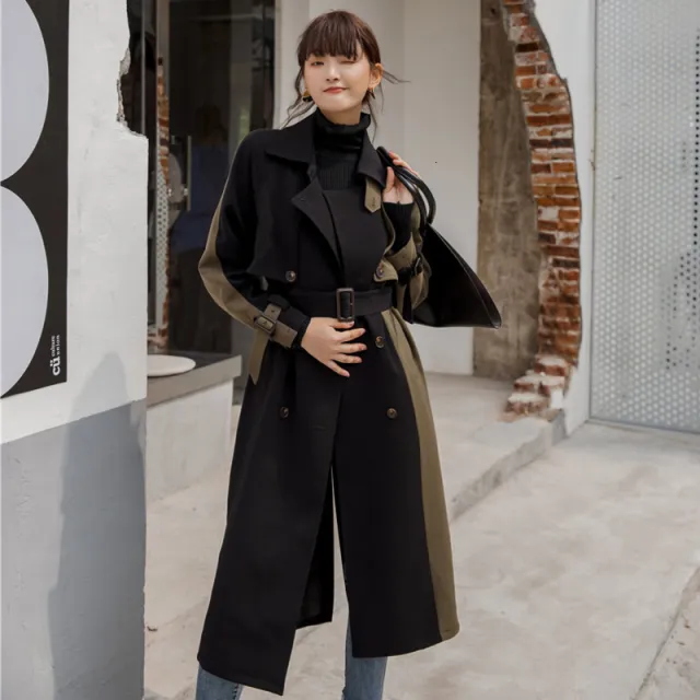 Women's mid length lace up trench coat Black - Shop at LoveMi