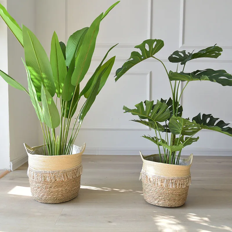 Weaving flowerpot extra large straw - 24X28Cm