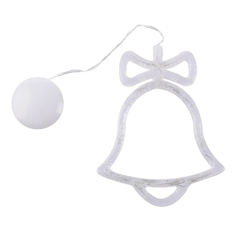 Christmas LED Suction Cup Chandelier Santa Claus Elk Snowman Lights Holiday Party Window Decor Lamps Battery Powered - Bell