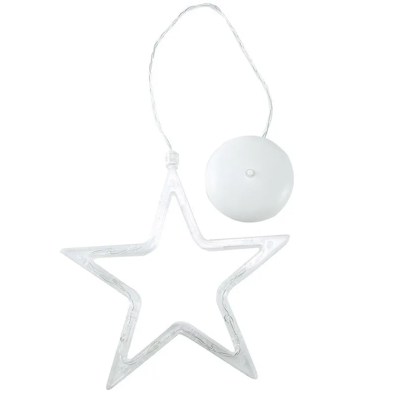 Christmas LED Suction Cup Chandelier Santa Claus Elk Snowman Lights Holiday Party Window Decor Lamps Battery Powered - Stars