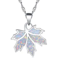 Leaves temperament female necklace - White - View 1