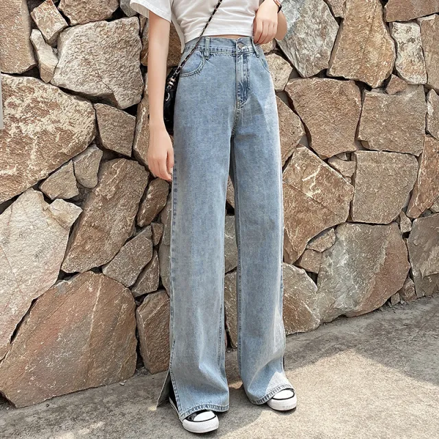 Women's high waist drape jeans Light Blue - Shop at LoveMi