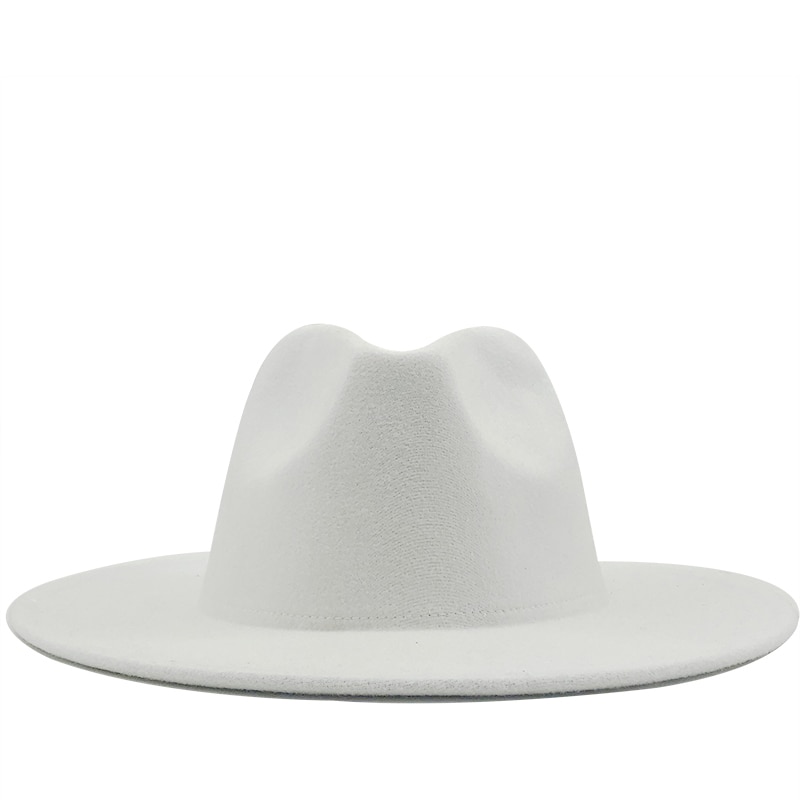 New White Red Patchwork Felt Jazz Hat Cap