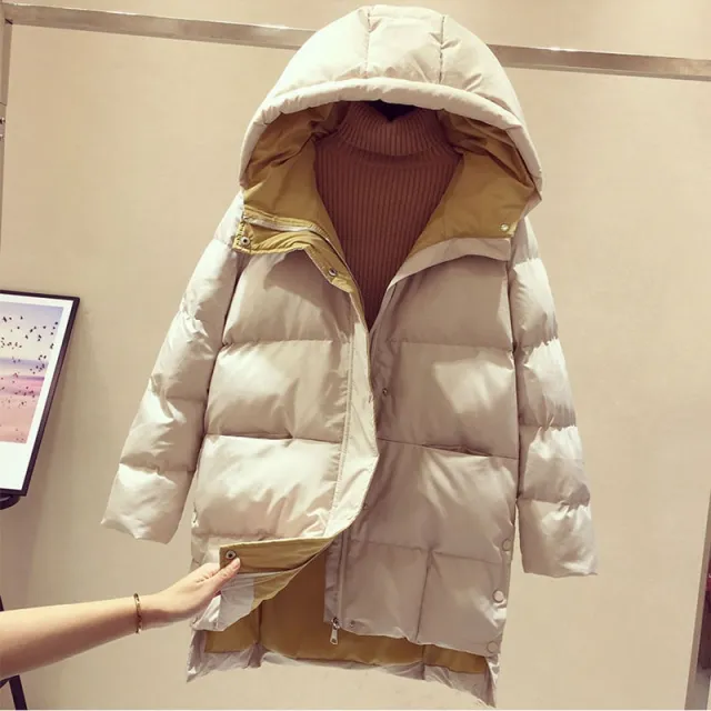 Loose hooded coat White - Shop at LoveMi