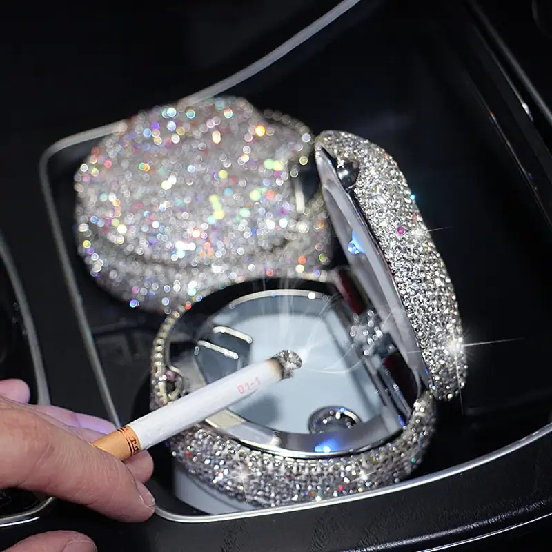 Diamond-studded vehicle ashtray