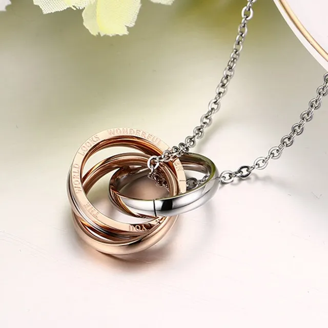 Three Ring Couple Pendant - Gold