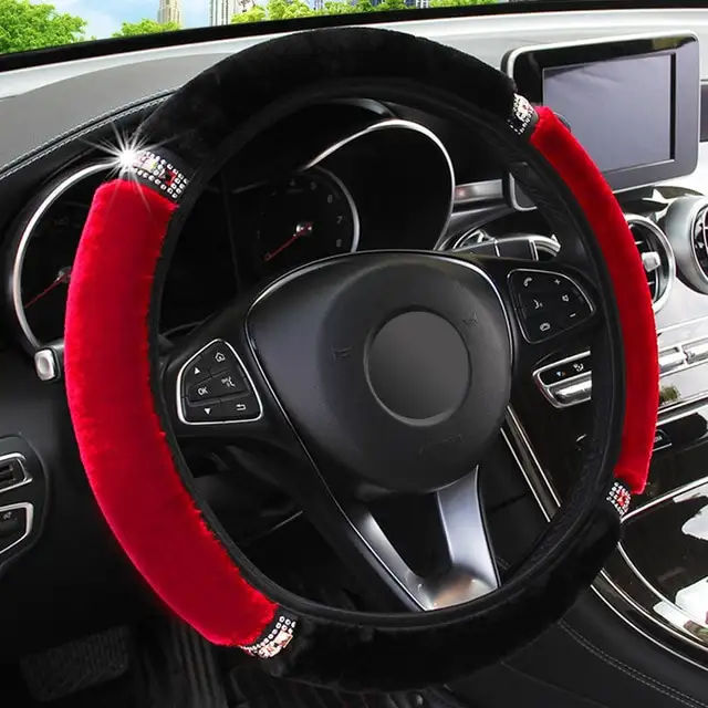 Short hair color diamond plush elastic steering wheel