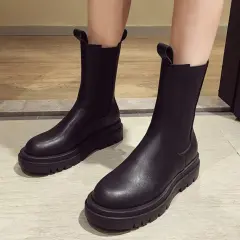 Thick-soled short boots all-match winter - Black - View 1