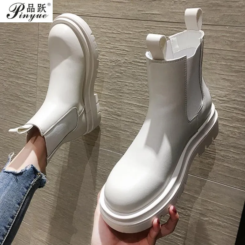 Thick-soled short boots all-match winter - Gray