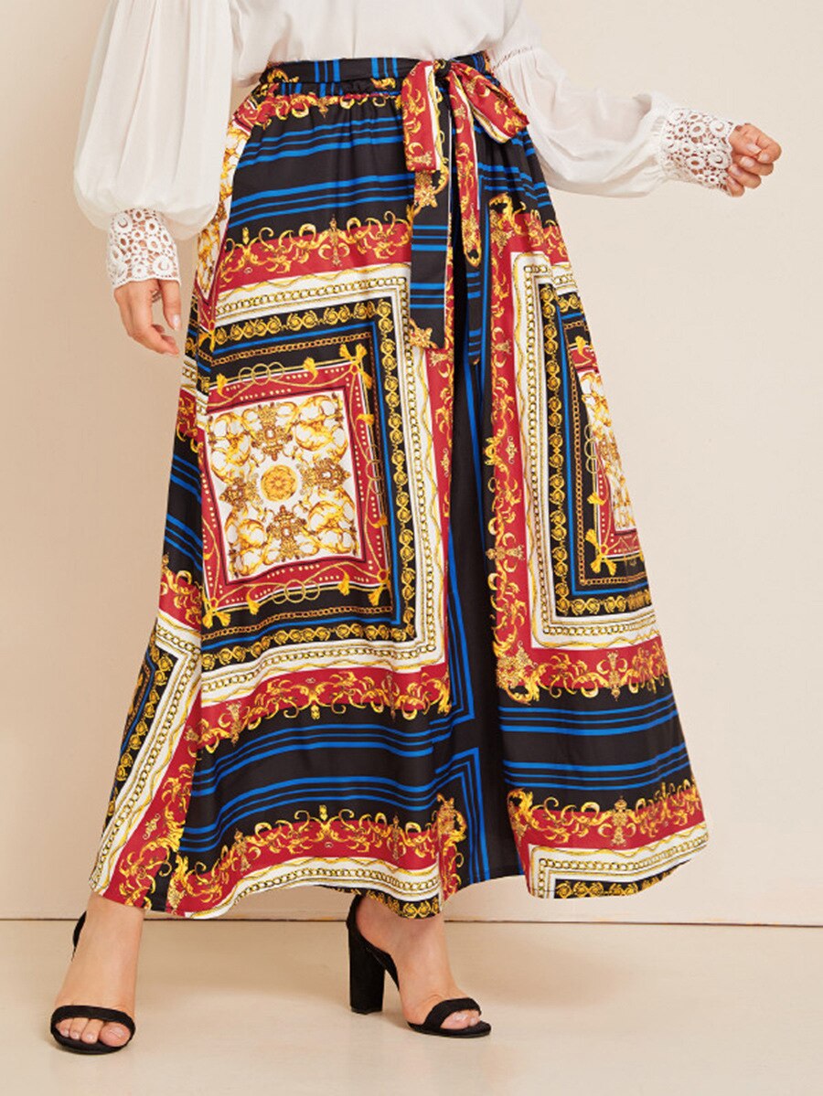 Women's A-line skirt with printed big hem