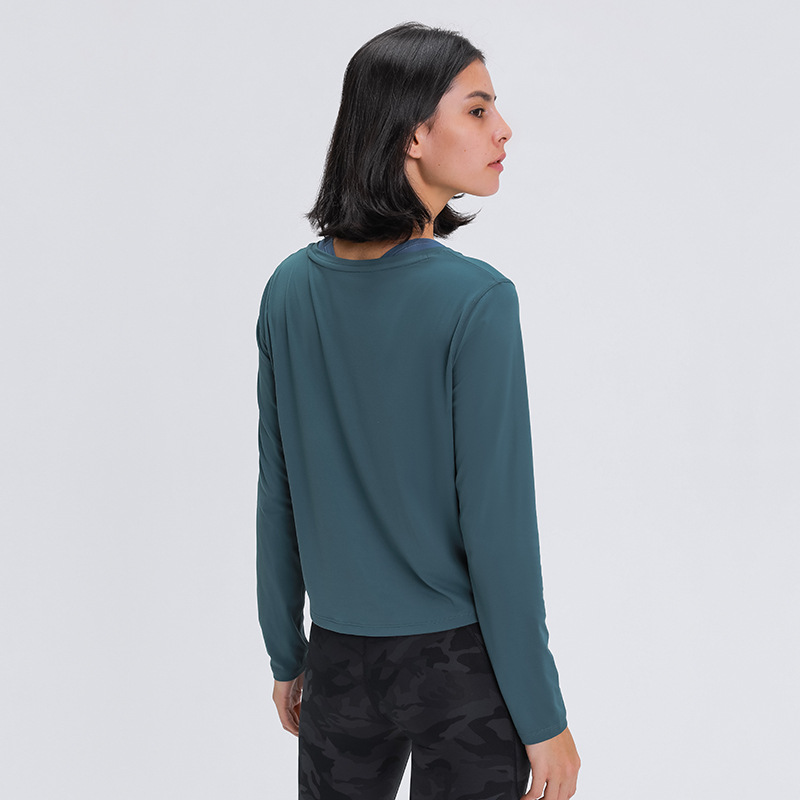 Pleated hem yoga long sleeves