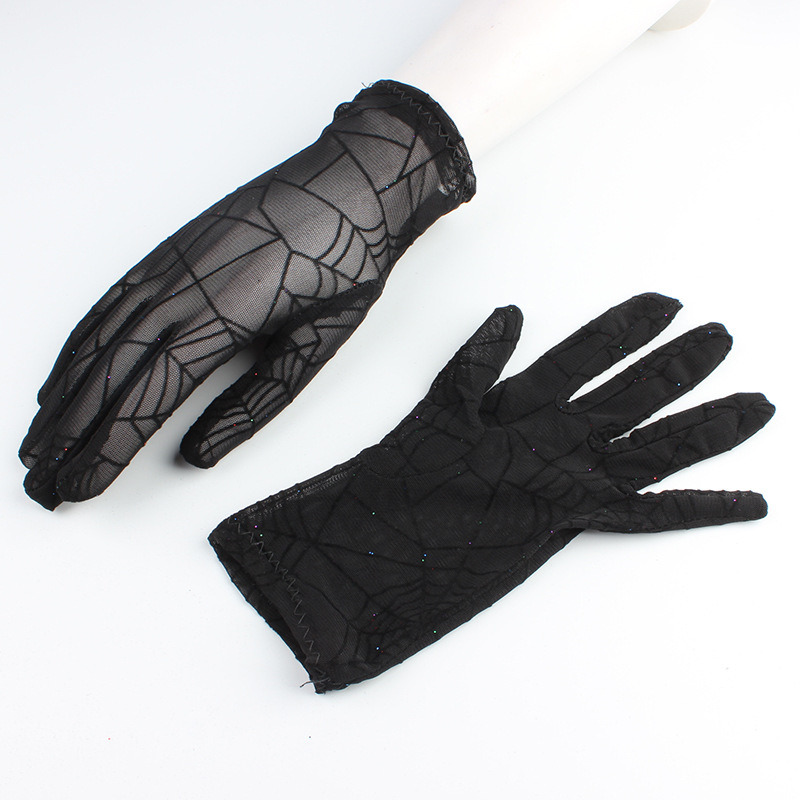 Ladies black mesh finger gloves