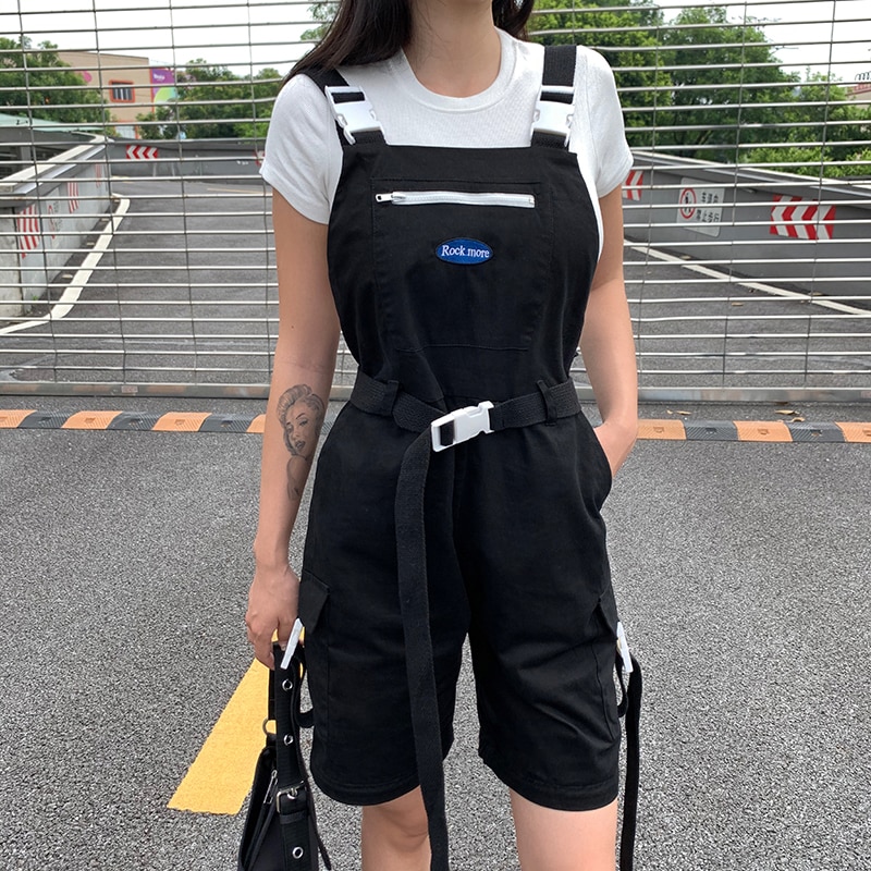 Detachable buckle lace up embroidered pants