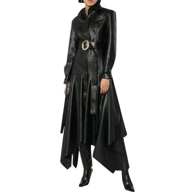 Mid length slim leather jacket Black - Shop at LoveMi