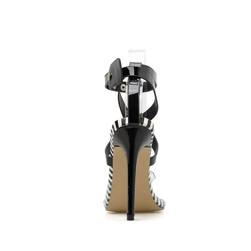 High heeled sandals with T-shaped buckle