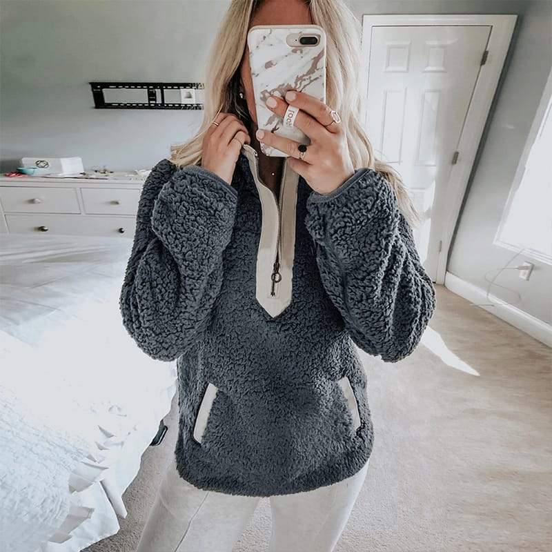 Zip pocket high collar ladies jacket