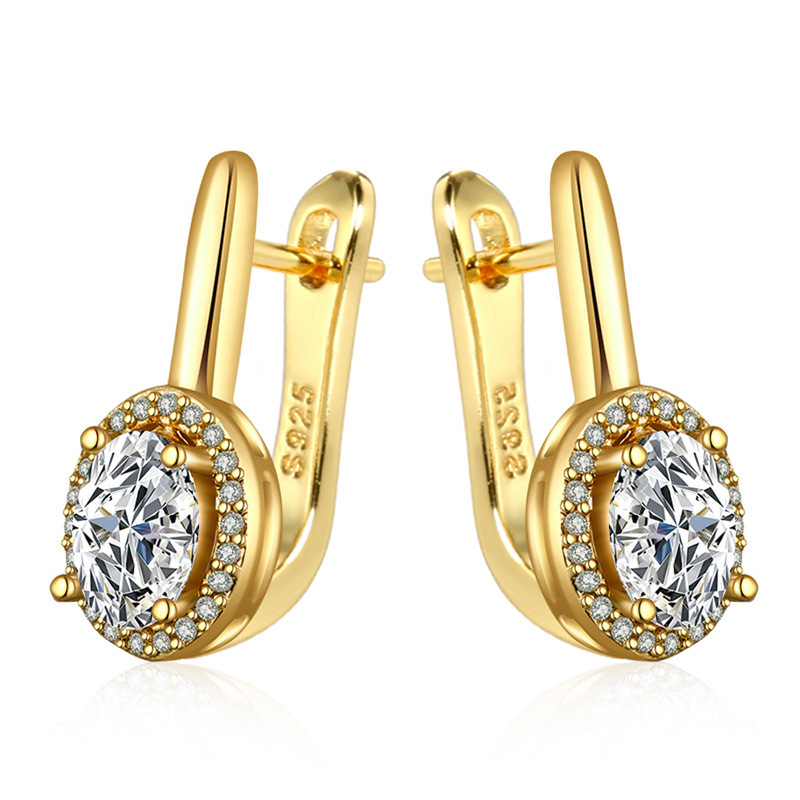 Brick and zircon circle earrings