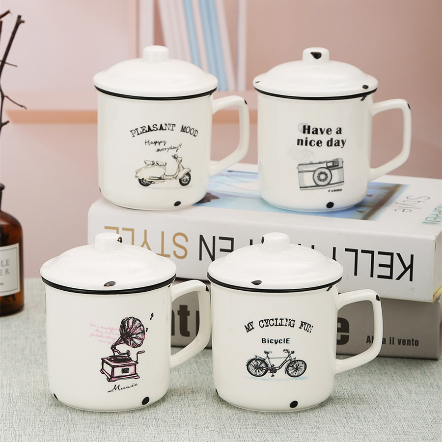 Retro imitation enamel ceramic cup