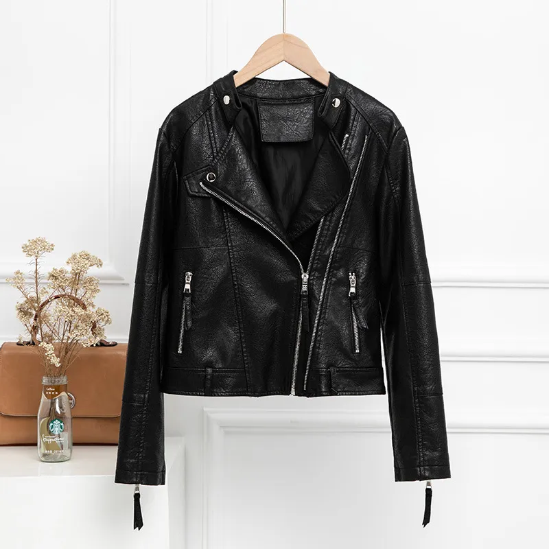 Women's leather short jacket - Black