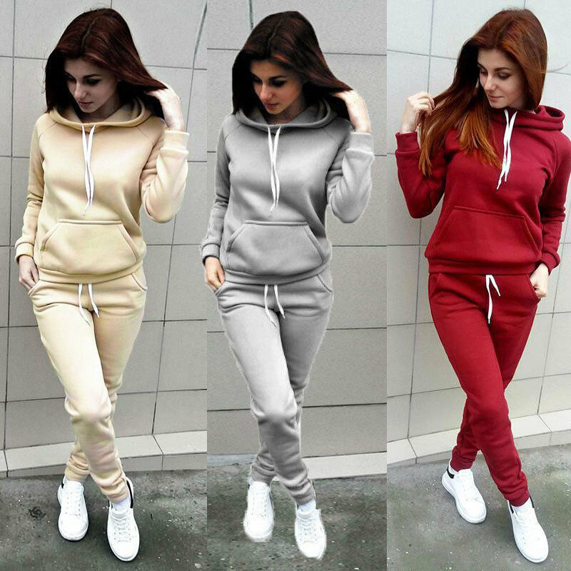 Ladies hooded sweater and pants all-match two-piece suit