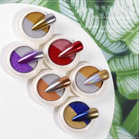 New Two-color Nail Art Solid Gradient Mirror Powder