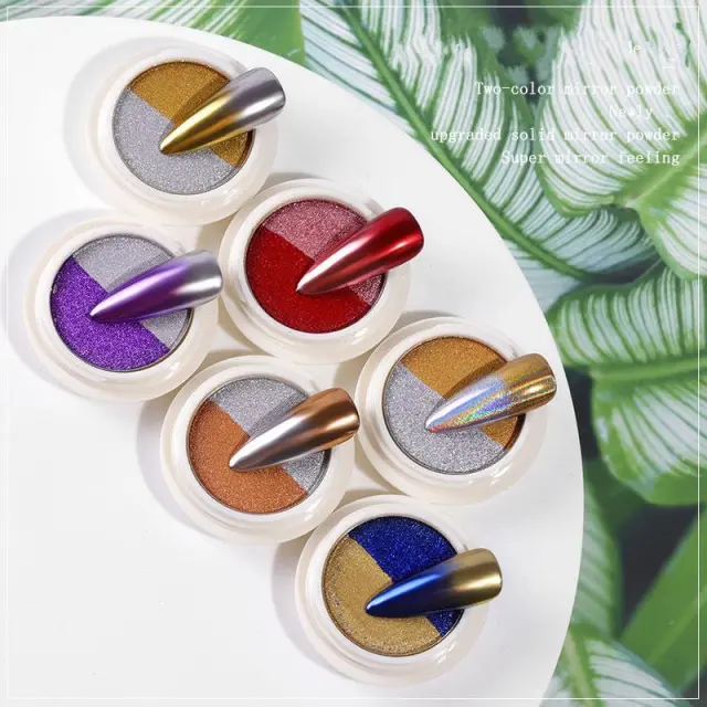 New two color nail art solid gradient mirror powder C Set - Shop at LoveMi