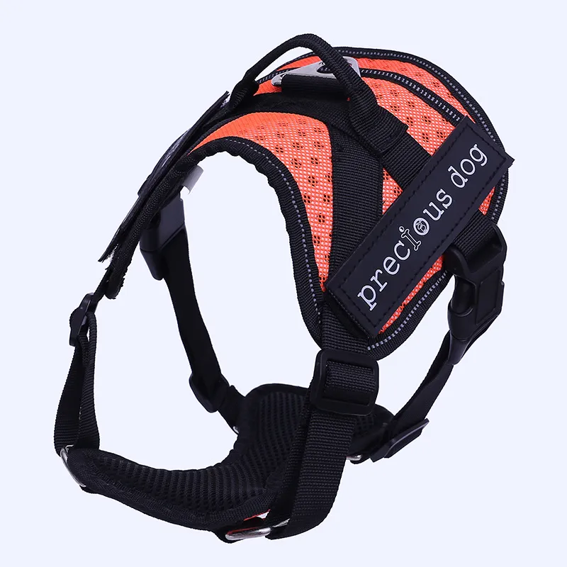 Adjustable dog traction chest and back - Orange