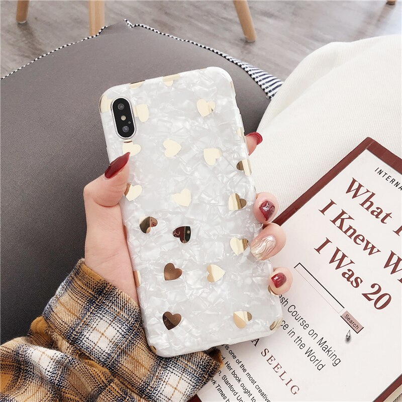 Love Polka Dot Bronzing Shell Pattern Phone Case - Image 4
