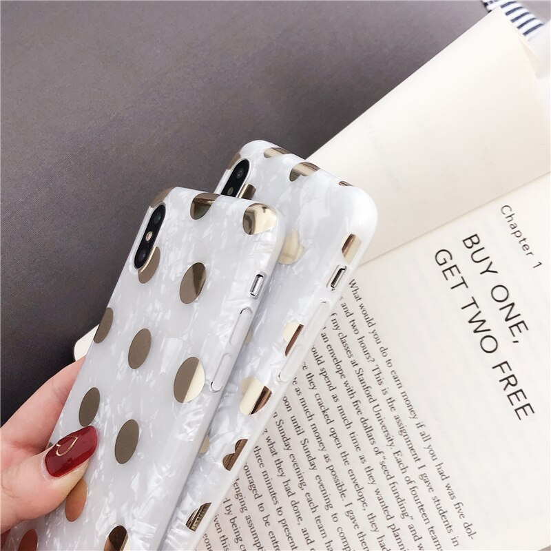 Love Polka Dot Bronzing Shell Pattern Phone Case