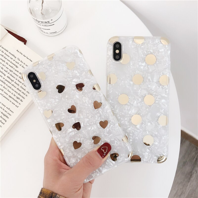 Love Polka Dot Bronzing Shell Pattern Phone Case - Image 3