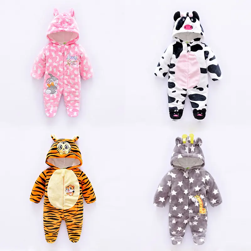 Winter Jumpsuit Velvet Hooded Baby Clothing