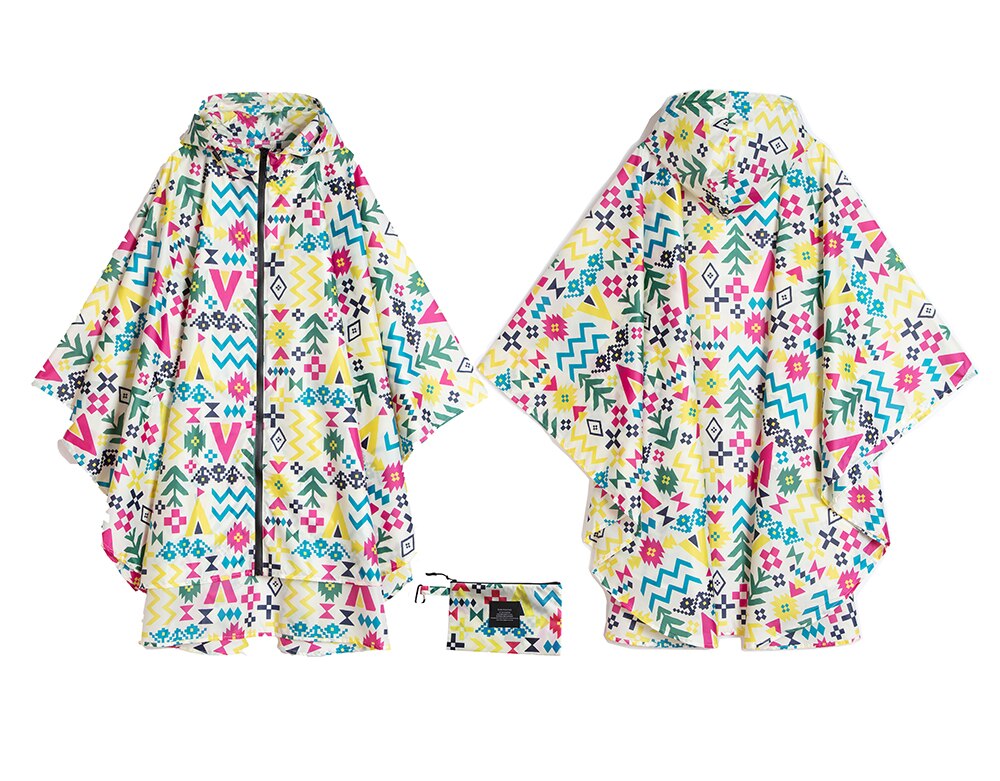 Hiking windbreaker raincoat poncho (Green grid)