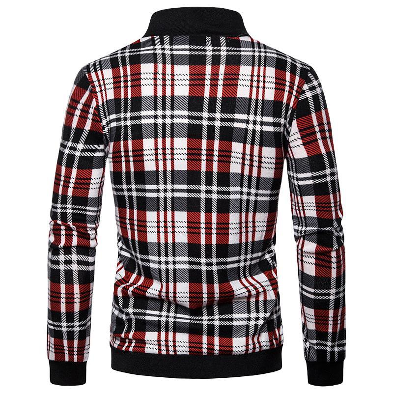 Casual jacket big plaid pullover zipper
