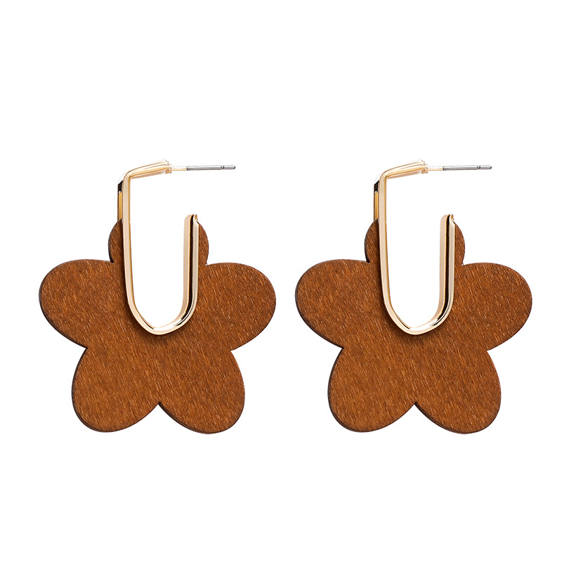 Sweet girl brown earrings literary retro cool acrylic plush earrings wild net red earrings