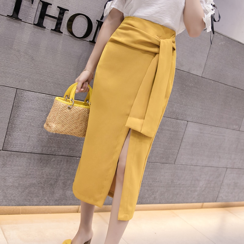 Slit lace skirt Yellow - Shop at LoveMi