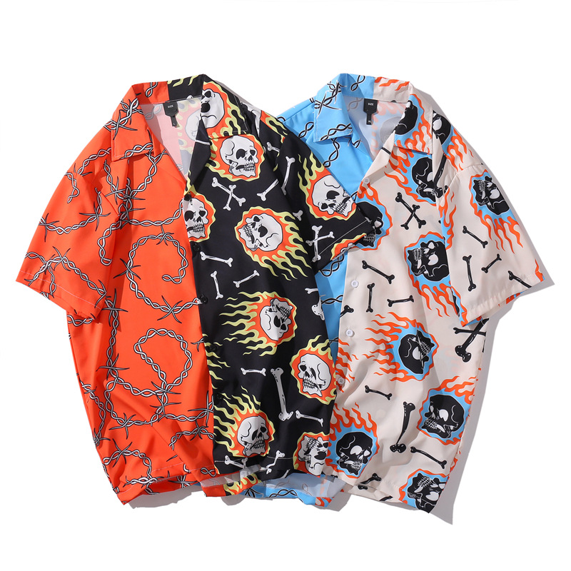 Skull color block shirt