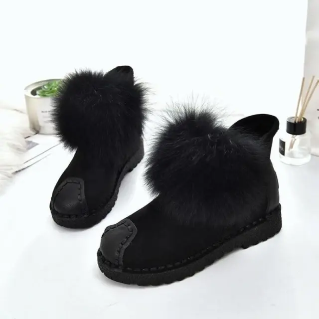 Flat and fleece ankle boots Black - Shop at LoveMi