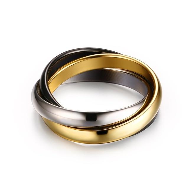 Fashion three-ring three-color female ring