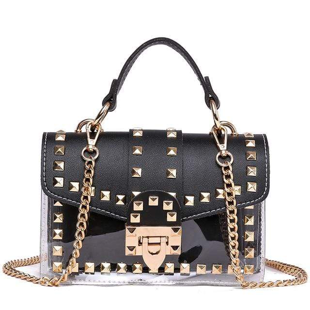 Transparent studded shoulder bag Black - Shop at LoveMi