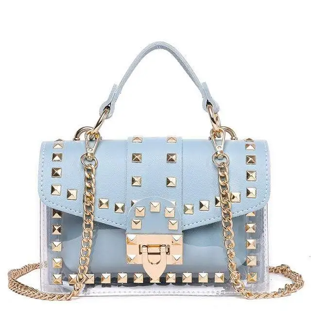 Transparent studded shoulder bag - Blue