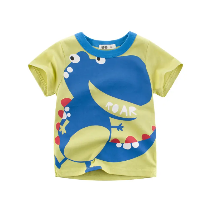 Children's Top Cartoon T-shirt with Round Neck and Short