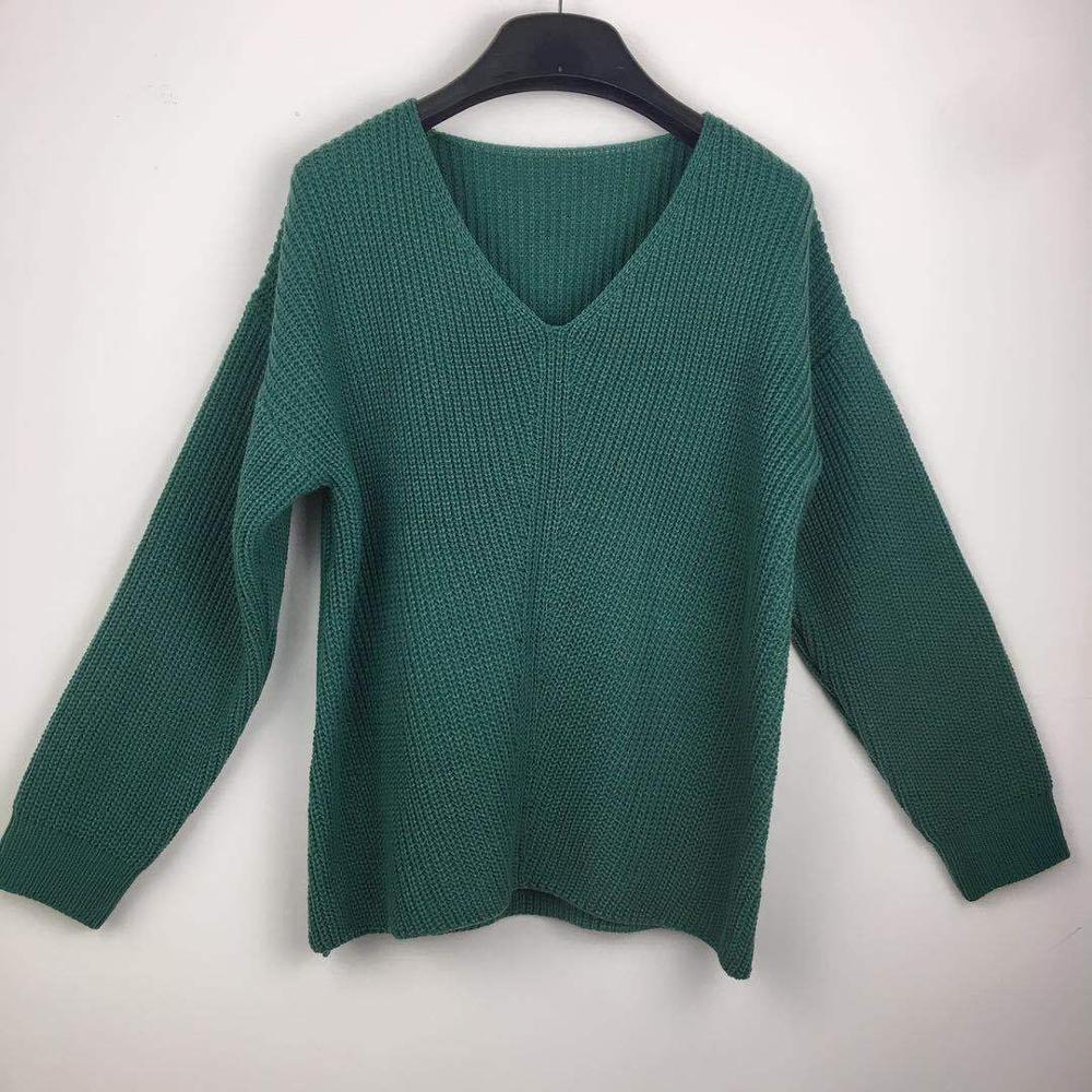 Sweater women's fashion V-neck Knitted Top